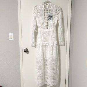 Self Portrait white lace long dress NWT